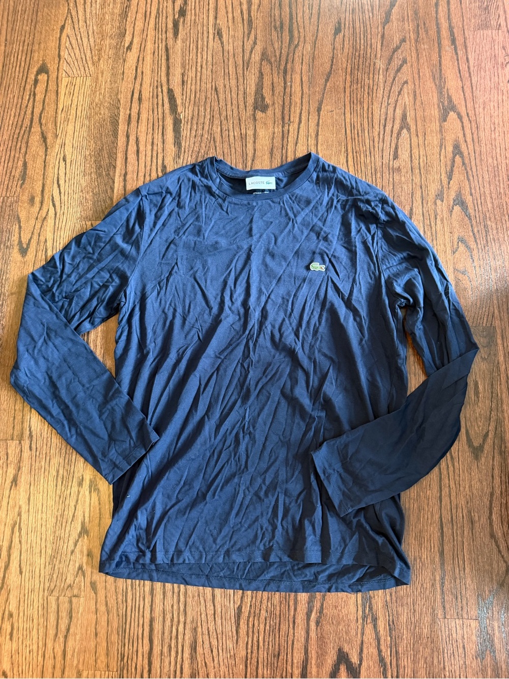 Lacoste Men's Long Sleeve Crew Neck Shirt - Navy with Green Logo